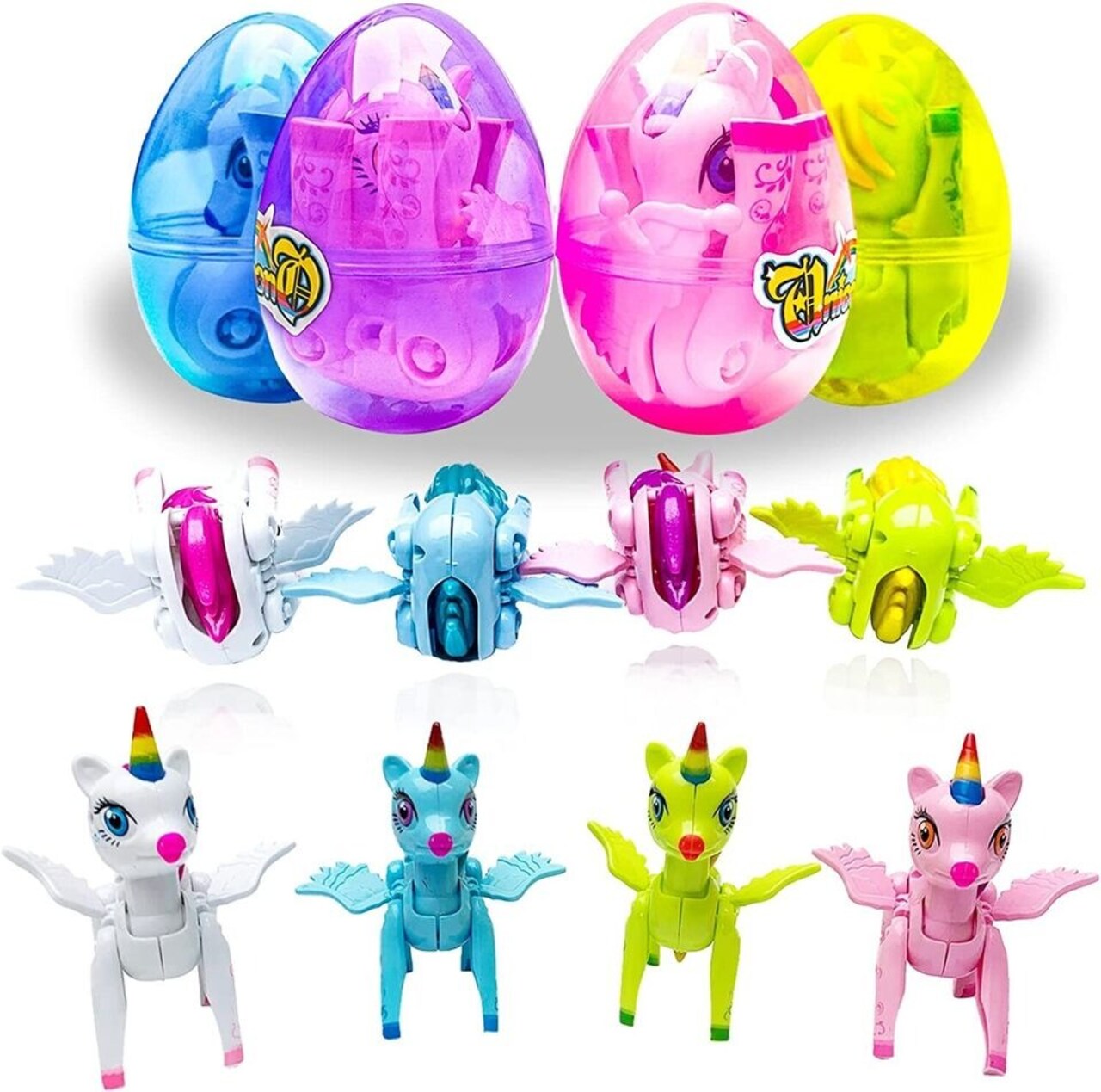4 Pack Prefilled Easter Eggs with Toys 4 3/8" Plastic Easter Eggs Filled Toys